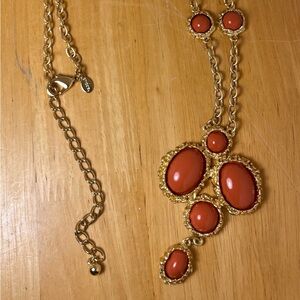 Chico’s Gold Toned Orange Cabochon 38 Inch Necklace